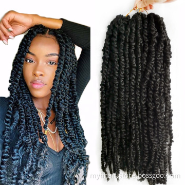Ombre Pre-twisted Passion Twist Hair 18Inch 12 strands/pcs Pre-looped Passion Crochet Hair for Women Pretwisted Synthetic Braids
